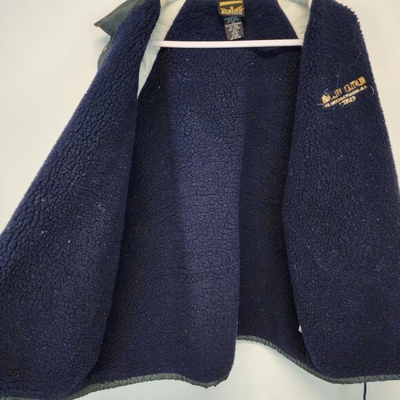 Vintage Auburn Sportswear Button Up Longline Nylon Jacket Fleece Lined 2XL Blue - Picture 8 of 13